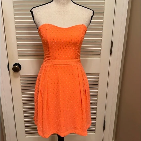 Julie Brown Brittany Dress in Neon Orange, Strapless, Size 4, NWT